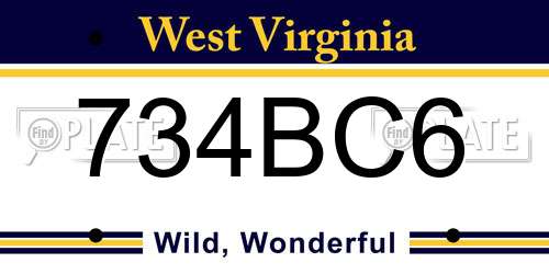 734BC6 West Virginia License Plate