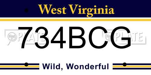 734BCG West Virginia License Plate