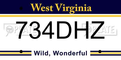 734DHZ West Virginia License Plate