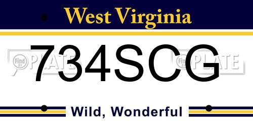 734SCG West Virginia License Plate