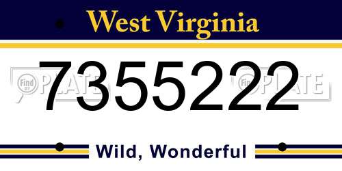 7355222 West Virginia License Plate