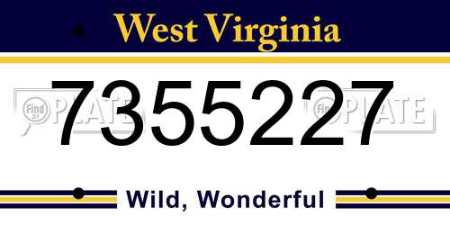 7355227 West Virginia License Plate
