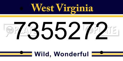 7355272 West Virginia License Plate