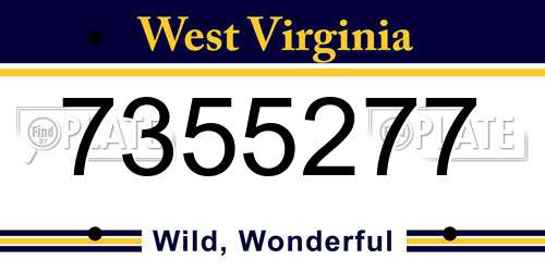7355277 West Virginia License Plate