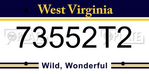 73552T2 West Virginia License Plate