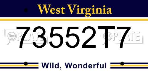73552T7 West Virginia License Plate