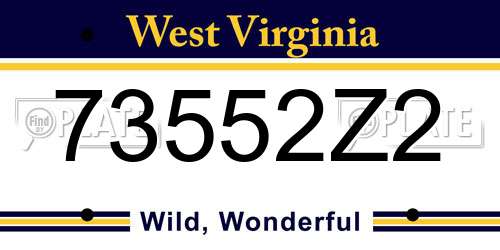 73552Z2 West Virginia License Plate