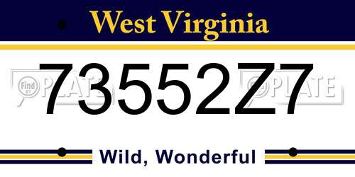 73552Z7 West Virginia License Plate