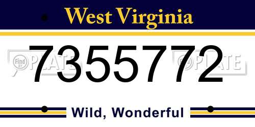 7355772 West Virginia License Plate