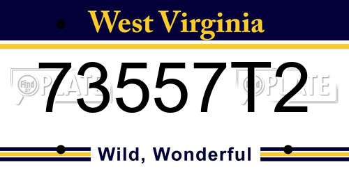 73557T2 West Virginia License Plate