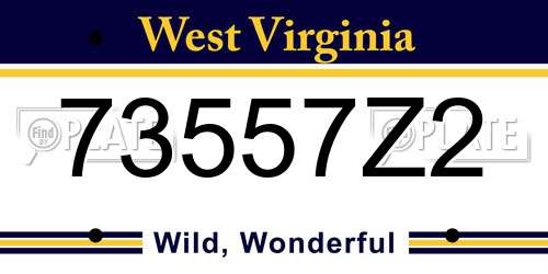 73557Z2 West Virginia License Plate