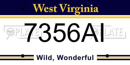 7356AI West Virginia License Plate