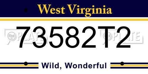 73582T2 West Virginia License Plate