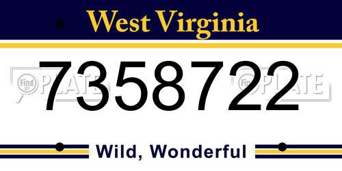 7358722 West Virginia License Plate
