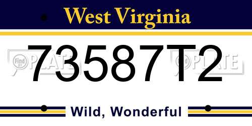 73587T2 West Virginia License Plate