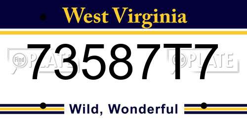 73587T7 West Virginia License Plate