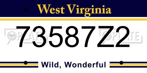 73587Z2 West Virginia License Plate