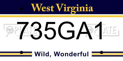 735GA1 West Virginia License Plate