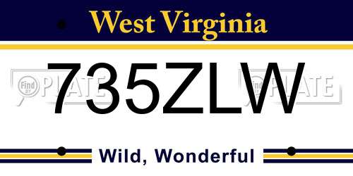 735ZLW West Virginia License Plate