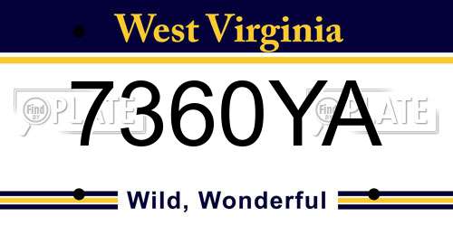 7360YA West Virginia License Plate