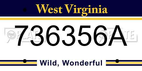 736356A West Virginia License Plate