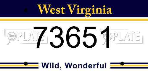 73651 West Virginia License Plate
