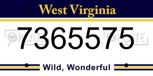 7365575 West Virginia License Plate