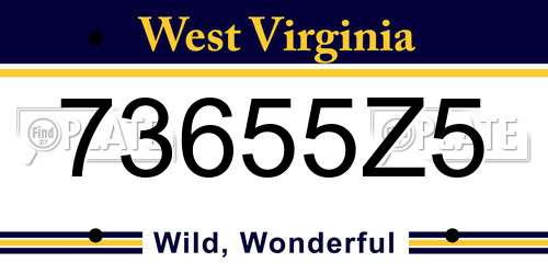 73655Z5 West Virginia License Plate