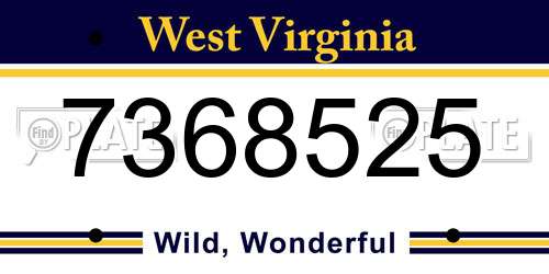 7368525 West Virginia License Plate