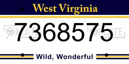 7368575 West Virginia License Plate