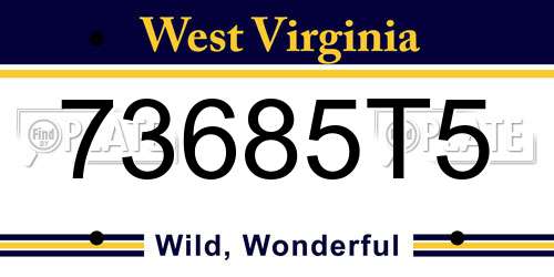 73685T5 West Virginia License Plate