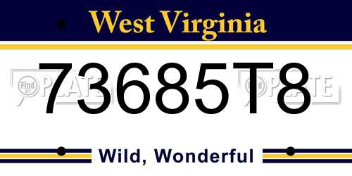 73685T8 West Virginia License Plate