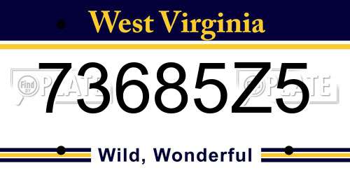 73685Z5 West Virginia License Plate