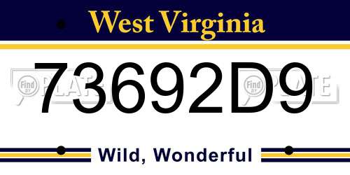 73692D9 West Virginia License Plate