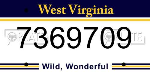 7369709 West Virginia License Plate