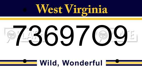 73697O9 West Virginia License Plate