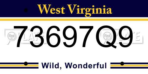73697Q9 West Virginia License Plate