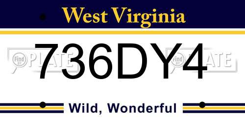 736DY4 West Virginia License Plate