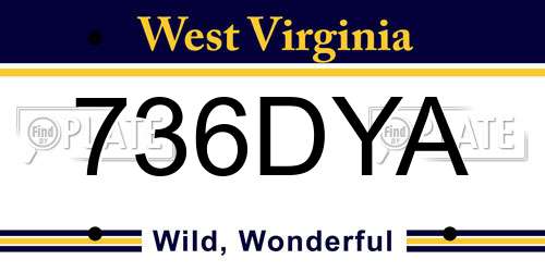 736DYA West Virginia License Plate