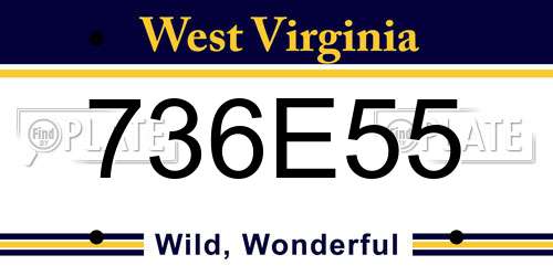 736E55 West Virginia License Plate