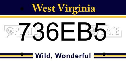 736EB5 West Virginia License Plate
