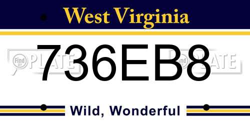 736EB8 West Virginia License Plate
