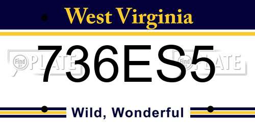 736ES5 West Virginia License Plate