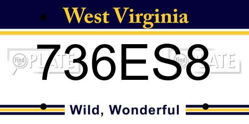 736ES8 West Virginia License Plate