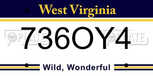736OY4 West Virginia License Plate