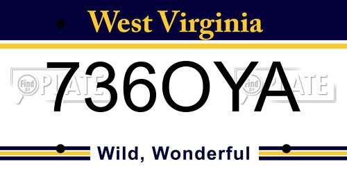 736OYA West Virginia License Plate