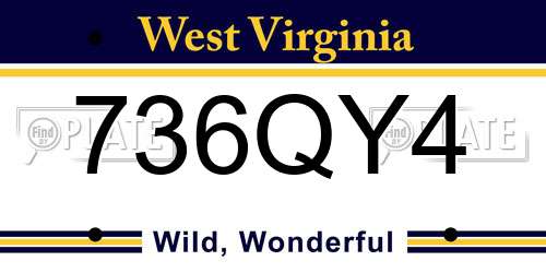 736QY4 West Virginia License Plate
