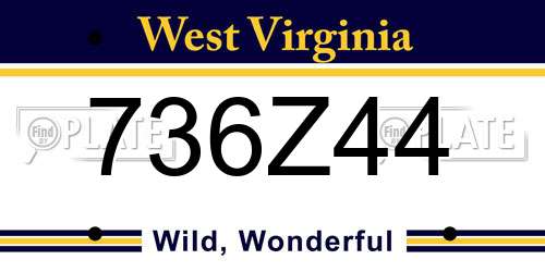 736Z44 West Virginia License Plate