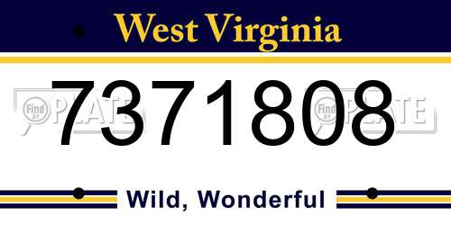 7371808 West Virginia License Plate