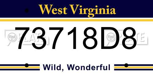 73718D8 West Virginia License Plate